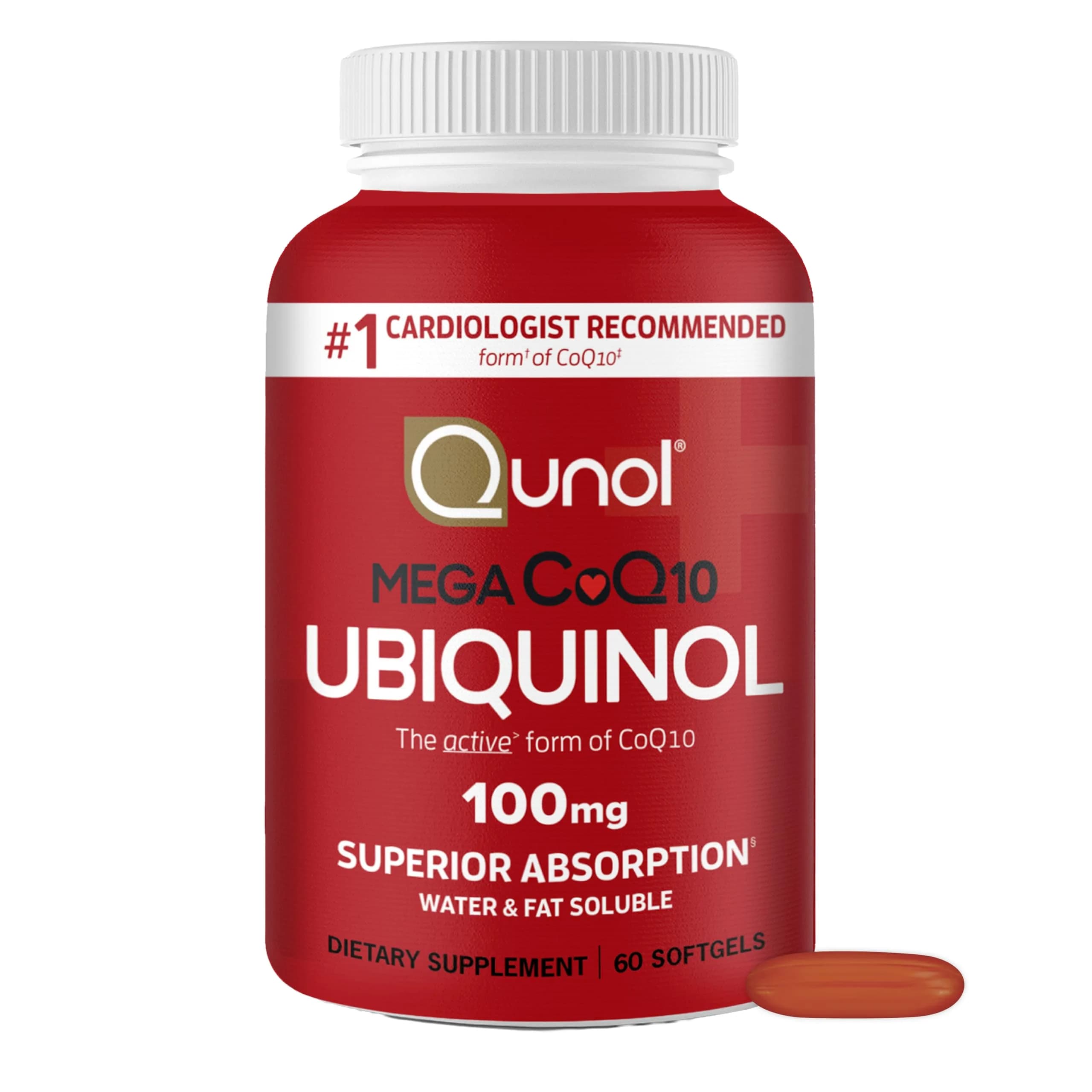 Qunol Mega Ubiquinol CoQ10 100mg | Superior Absorption for Heart & Energy Support — No Color
