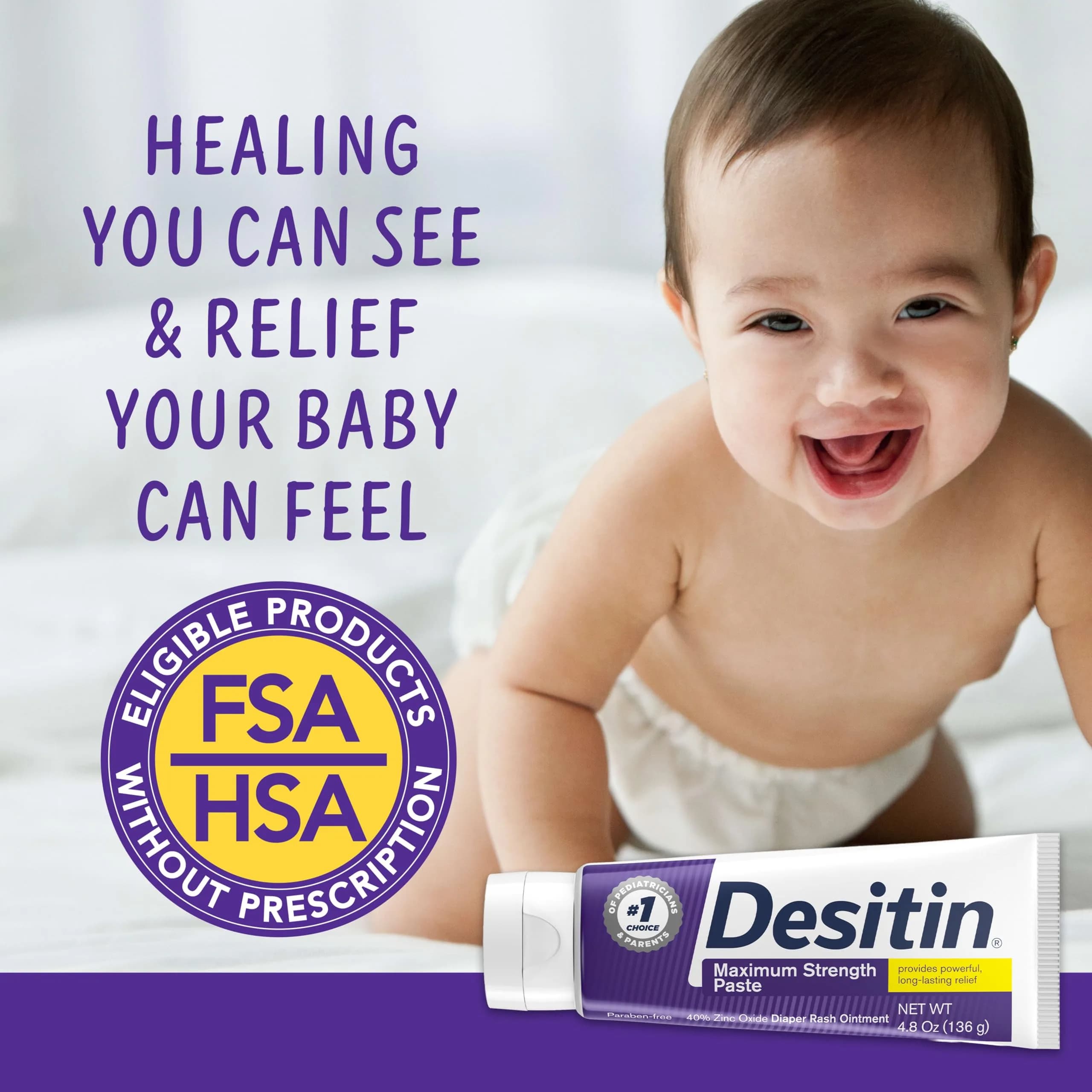 Desitin Maximum Strength Diaper Rash Paste 4.8 oz (136 g) | 40% Zinc Oxide for 12-Hour Protection - view 5