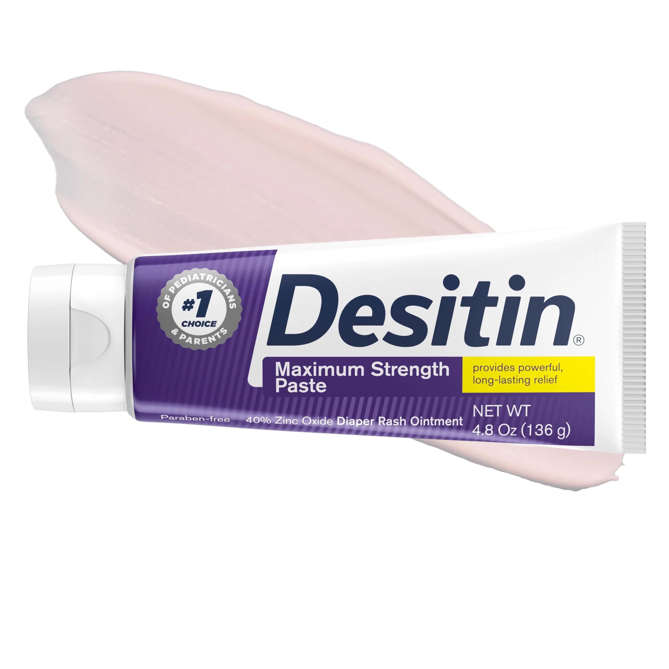 Desitin Maximum Strength Diaper Rash Paste 4.8 oz (136 g) | 40% Zinc Oxide for 12-Hour Protection - main product image