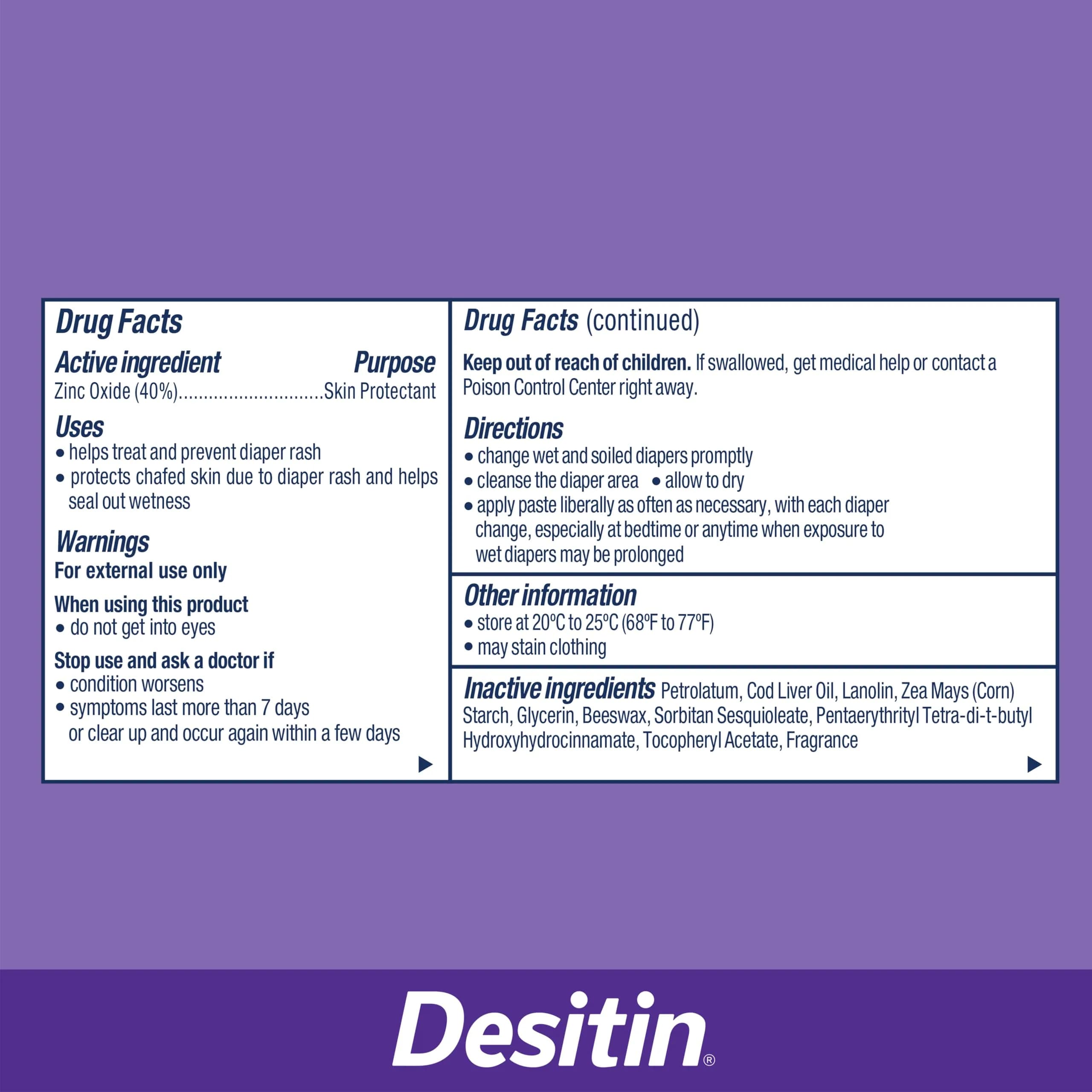 Desitin Maximum Strength Diaper Rash Paste 4.8 oz (136 g) | 40% Zinc Oxide for 12-Hour Protection - view 8