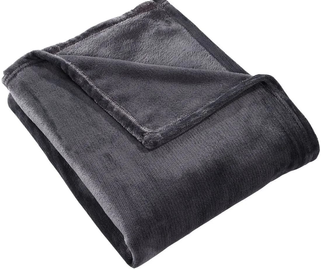HYSEAS Flannel Fleece Throw Blanket Dark Grey | Super Soft Plush Microfiber for Couch & Bed