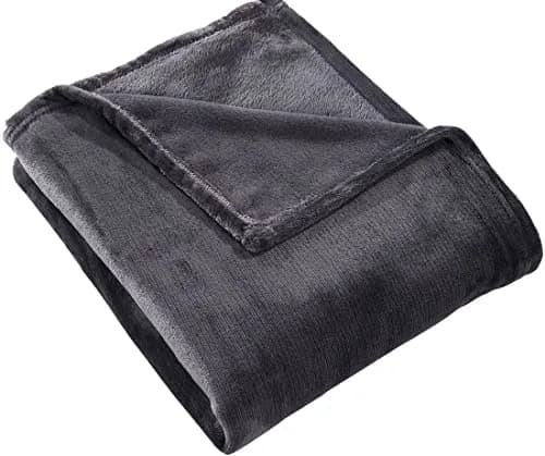 HYSEAS Flannel Fleece Throw Blanket Dark Grey | Super Soft Plush Microfiber for Couch & Bed thumbnail 1