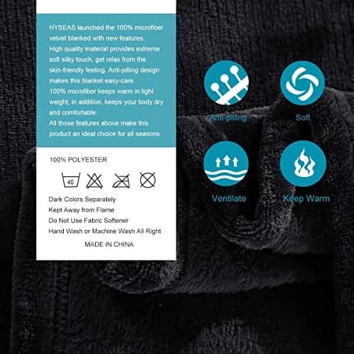 HYSEAS Flannel Fleece Throw Blanket Dark Grey | Super Soft Plush Microfiber for Couch & Bed thumbnail 6