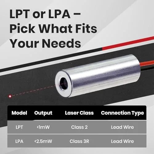 Quarton Red Dot Laser Module 7mm x 21mm | Class 3R <2.5mW, 6V Operation thumbnail 6