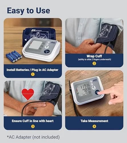 A&D Medical UA-767F Automatic Blood Pressure Monitor | 4 Users, 60 Memories/User, Wide Cuff 22-42cm, App Compatible thumbnail 4
