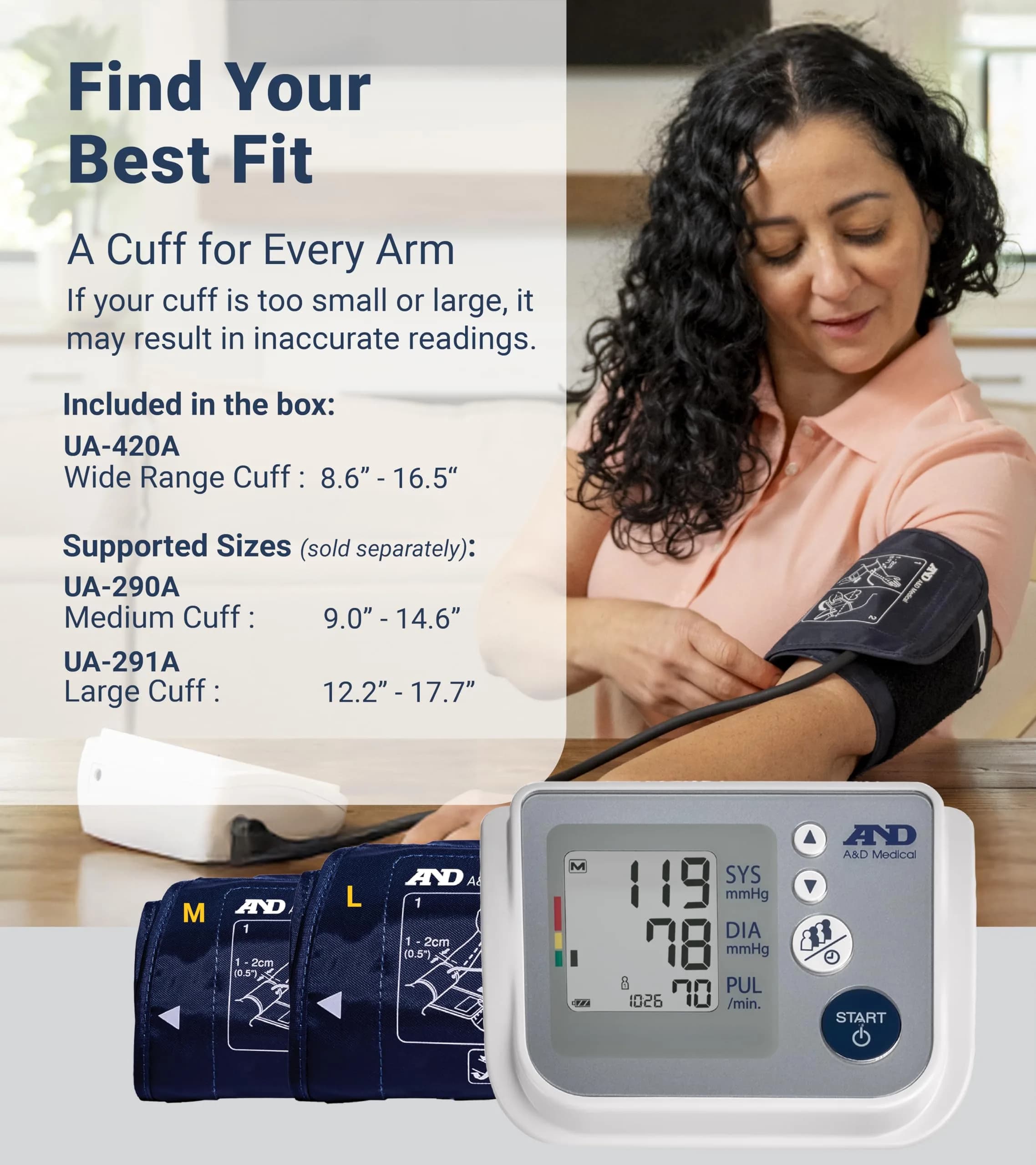 A&D Medical UA-767F Automatic Blood Pressure Monitor | 4 Users, 60 Memories/User, Wide Cuff 22-42cm, App Compatible - view 6