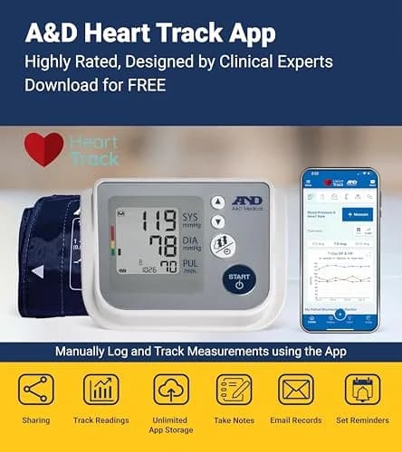 A&D Medical UA-767F Automatic Blood Pressure Monitor | 4 Users, 60 Memories/User, Wide Cuff 22-42cm, App Compatible thumbnail 8