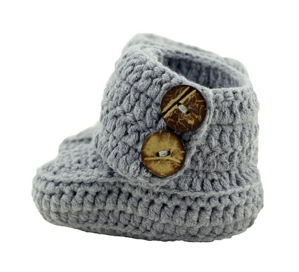 zefen Baby Booties Newborn Socks Handmade Shoes Deep Small Gray | Cotton Crochet