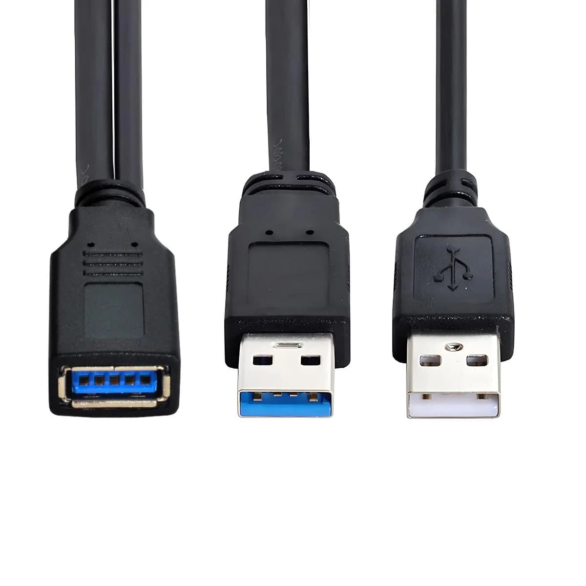 cablecc Dual USB 3.0 Male to USB Female Y Cable 20cm (0.65ft) | Extra Power & Data for Hard Drives, Printers, Scanners - main product image