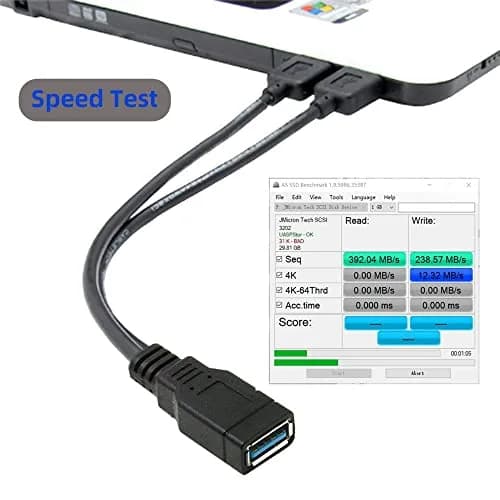 cablecc Dual USB 3.0 Male to USB Female Y Cable 20cm (0.65ft) | Extra Power & Data for Hard Drives, Printers, Scanners thumbnail 4