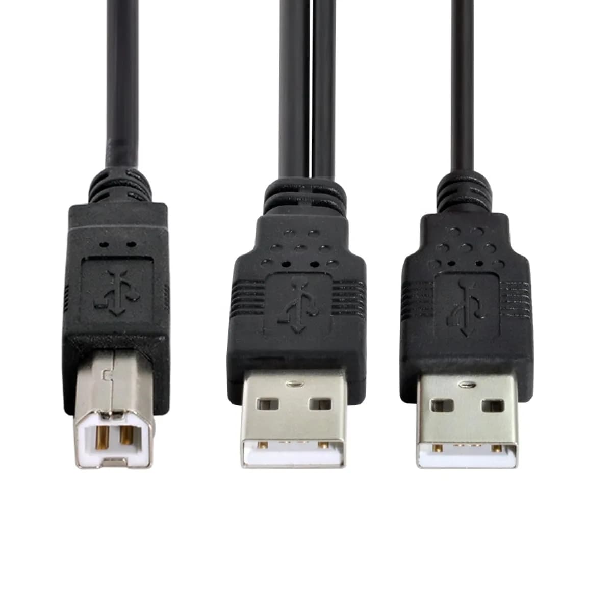 cablecc Dual USB 3.0 Male to USB Female Y Cable 20cm (0.65ft) | Extra Power & Data for Hard Drives, Printers, Scanners — 60cm / Dual Type-A to Type-B
