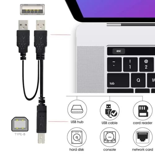 cablecc Dual USB 2.0 Type-A to Type-B Y Cable 60cm (2ft) | Extra Power & Data for External Drives thumbnail 8