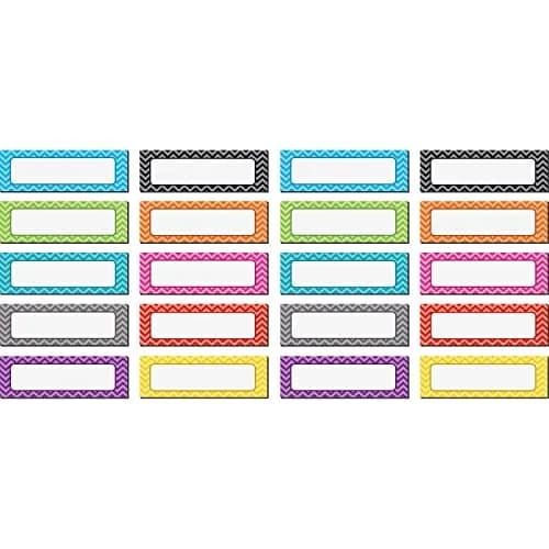 Teacher Created Resources Chevron Labels Magnetic Accents 4.75" x 1.5" (20 Labels, Assorted Colors) | Durable & Reusable Magnetic Decor thumbnail 1