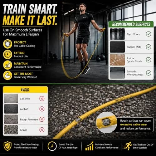 WOD Nation Adjustable Speed Jump Rope - Yellow, Alloy Steel, Adjustable Length | Full-Body Cardio Fitness thumbnail 7