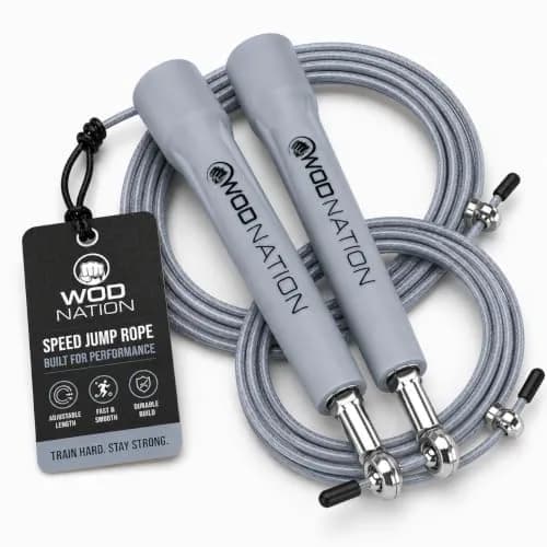 WOD Nation Adjustable Speed Jump Rope - Grey | Classic Fitness Equipment for Men, Women & Kids thumbnail 1