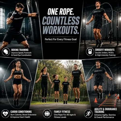 WOD Nation Adjustable Speed Jump Rope - Grey | Classic Fitness Equipment for Men, Women & Kids thumbnail 6