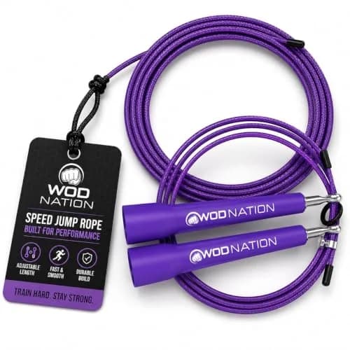 WOD Nation Adjustable Speed Jump Rope - Purple, Adjustable Length | Home Gym & Cardio Equipment for Men, Women & Kids thumbnail 1
