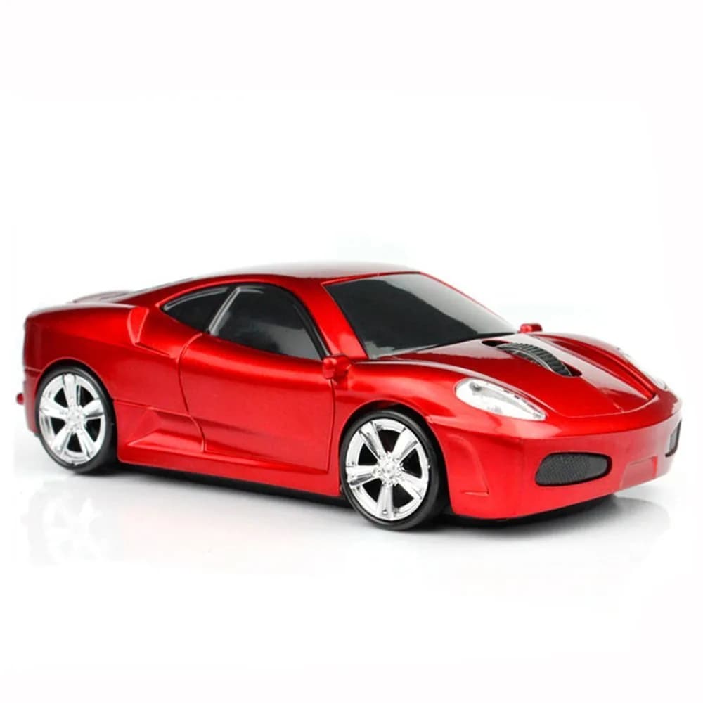 MGbeauty Sport Car Shape Wireless Mouse 1600dpi | Gaming & Office Use (120x60x35mm, Red) — Red