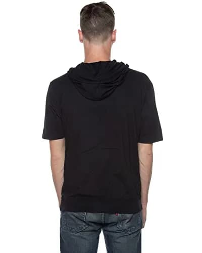 Cottonhood Unisex Short Sleeve Zip Hoodie 65% Cotton, Lightweight Jersey, Black | Slim Fit, Breathable, Casual Style thumbnail 5