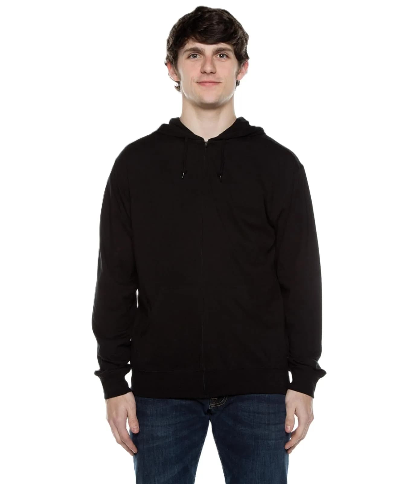 Cottonhood Lightweight Jersey Full Zip Hoodie for Men | Slim Fit, Soft Long Sleeve, Breathable, 28-inch Length