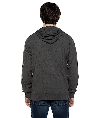 Cottonhood Lightweight Jersey Zip Hoodie for Men – Full Zip Casual Cotton Hoodie, Soft Long Sleeve (L, Charcoal Heather, 702) thumbnail 2