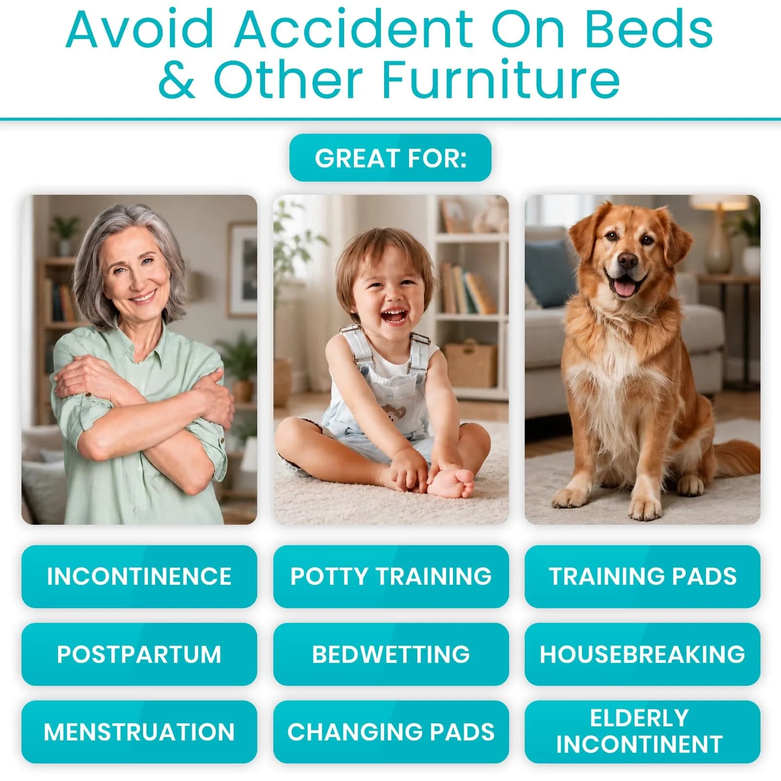 SURES Washable Waterproof Bed Pad Mattress Protector 83cm x 132cm (34" x 52") | Effective Leakproof Protection - view 8