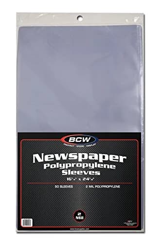 BCW Newspaper Sleeves 16.25 X 24.125 Inches (Pack of 1) | Acid-Free Archival Quality Protection thumbnail 1