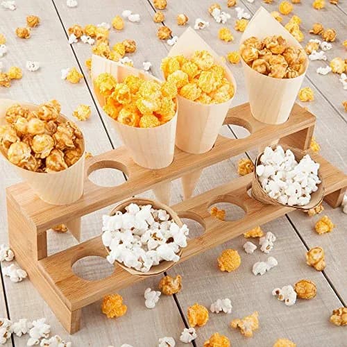 Restaurantware Multi Level Food Cone and Sushi Hand Roll Display Stand 13.5" | Eco-Friendly Bamboo thumbnail 3
