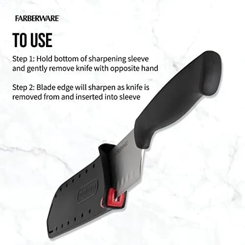 Farberware Edgekeeper 5-Inch Santoku Knife with Self-Sharpening Blade Cover | Razor-Sharp High Carbon-Stainless Steel Kitchen Knife in Black thumbnail 6