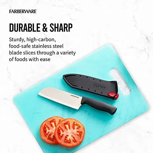 Farberware Edgekeeper 5-Inch Santoku Knife with Self-Sharpening Blade Cover | Razor-Sharp High Carbon-Stainless Steel Kitchen Knife in Black thumbnail 7