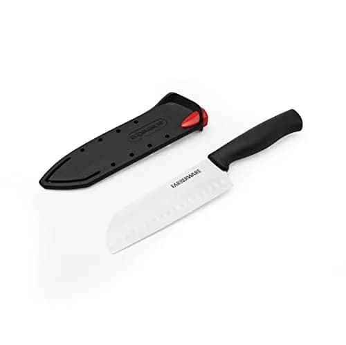 Farberware Edgekeeper 5-Inch Santoku Knife with Self-Sharpening Blade Cover | Razor-Sharp High Carbon-Stainless Steel Kitchen Knife in Black thumbnail 2