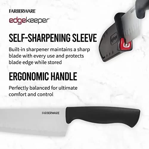 Farberware Edgekeeper 5-Inch Santoku Knife with Self-Sharpening Blade Cover | Razor-Sharp High Carbon-Stainless Steel Kitchen Knife in Black thumbnail 3