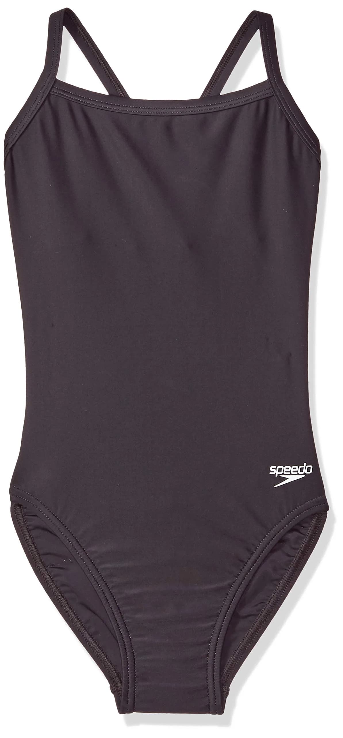 Speedo Women's Swimsuit One Piece PowerFlex Flyback Solid Adult Team Colors | Chlorine-Resistant, Ultra Durable, Fitted Fit — New Black
