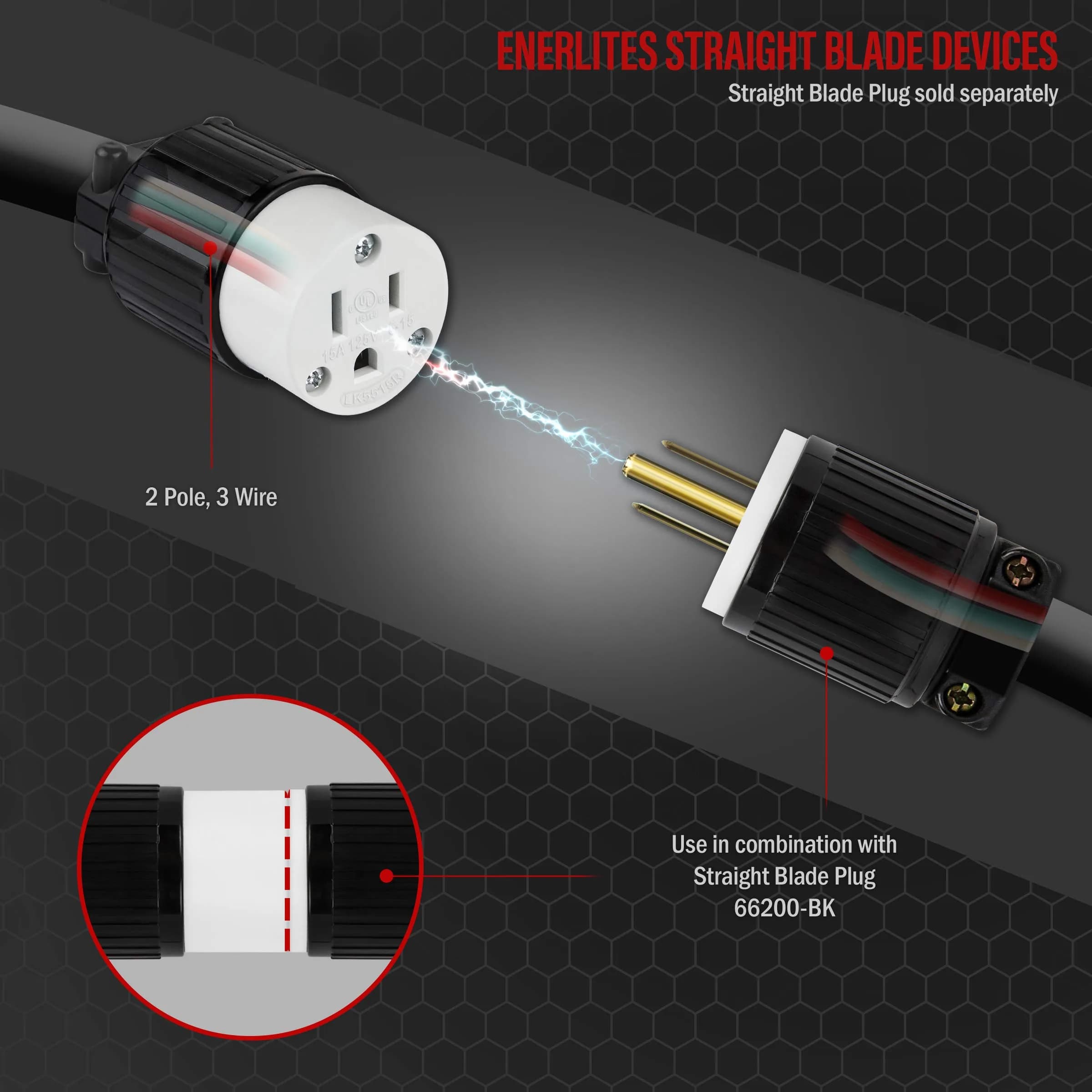 ENERLITES NEMA 5-15R Straight Blade Connector, Female Cord Ends, Black | Industrial Grade 15A 125V UL Listed - view 6