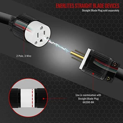 ENERLITES NEMA 5-15R Straight Blade Connector, Female Cord Ends, Black | Industrial Grade 15A 125V UL Listed thumbnail 6