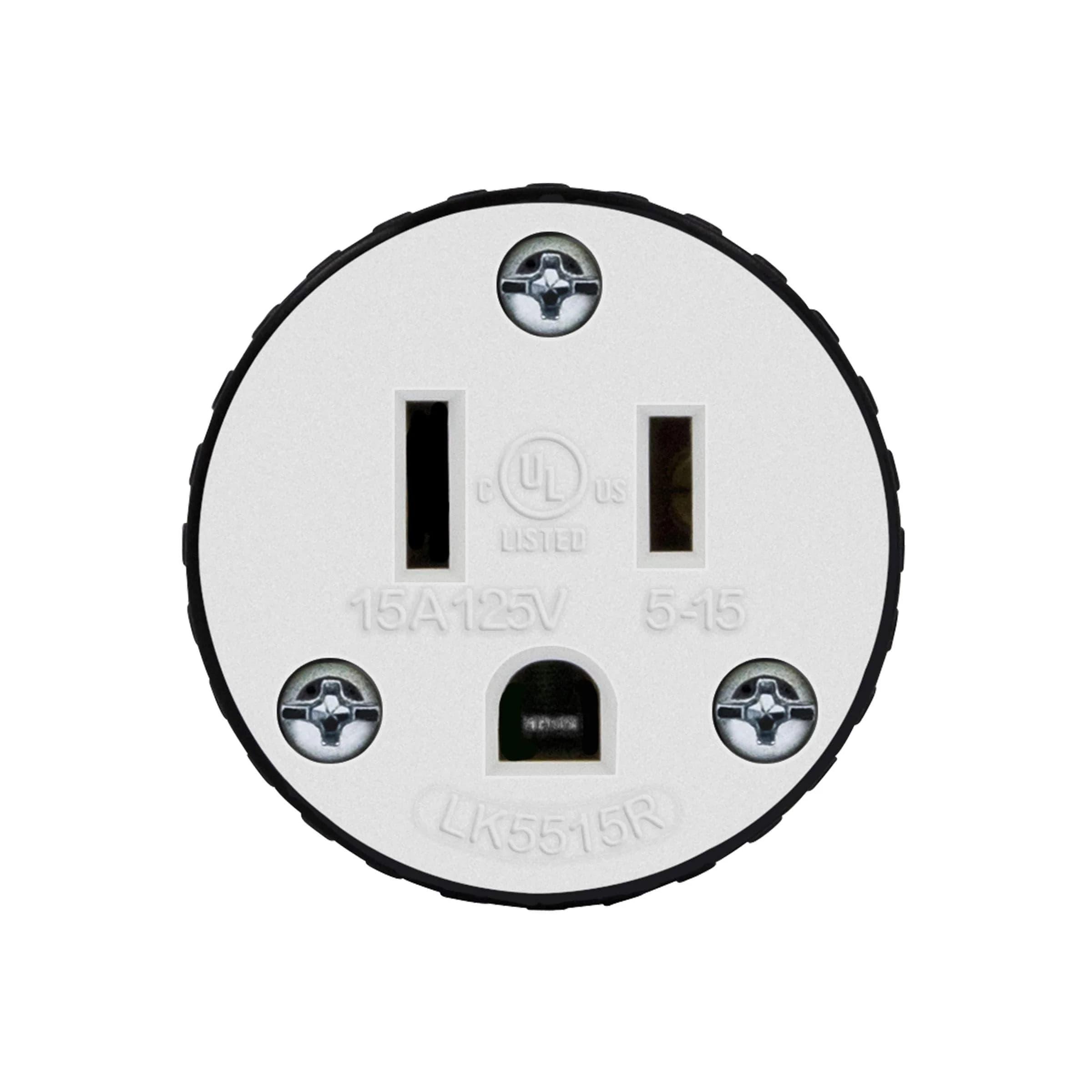 ENERLITES NEMA 5-15R Straight Blade Connector, Female Cord Ends, Black | Industrial Grade 15A 125V UL Listed - view 2