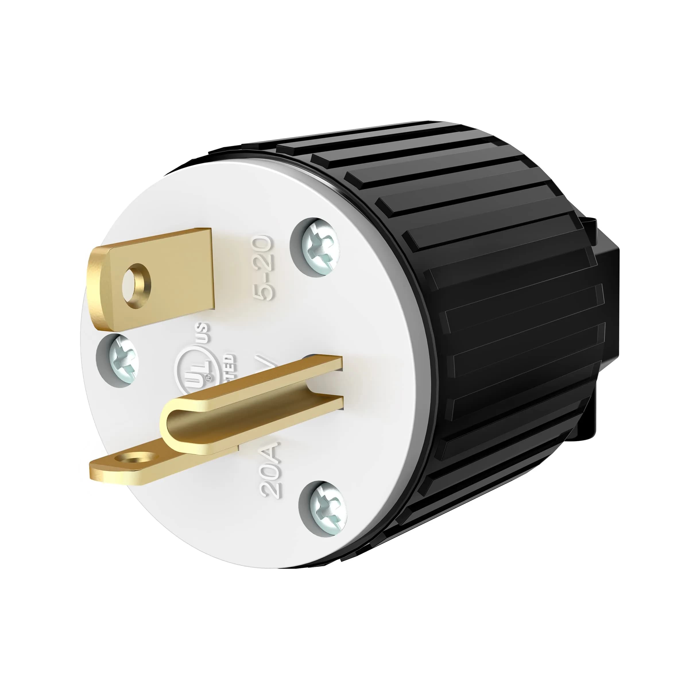 ENERLITES NEMA 5-20P Straight Blade Plug, Male Cord Ends, Black | 20A 125V Industrial Grade UL Listed - main product image