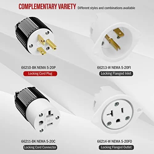 ENERLITES NEMA 5-20P Straight Blade Plug, Male Cord Ends, Black | 20A 125V Industrial Grade UL Listed thumbnail 6