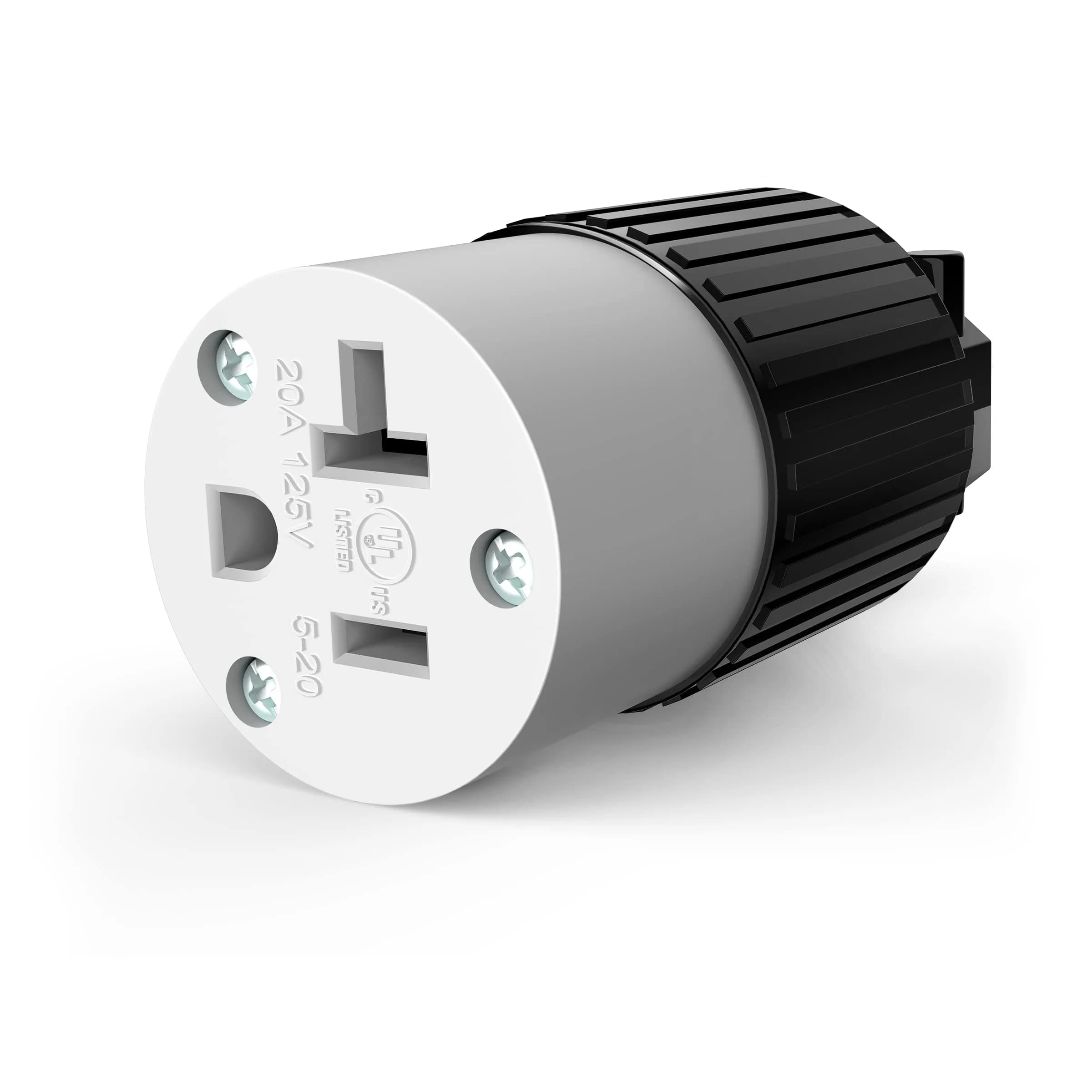 ENERLITES NEMA 5-20R Straight Blade Connector, Female Cord Ends, Black | 20A 125V Industrial Grade UL Listed