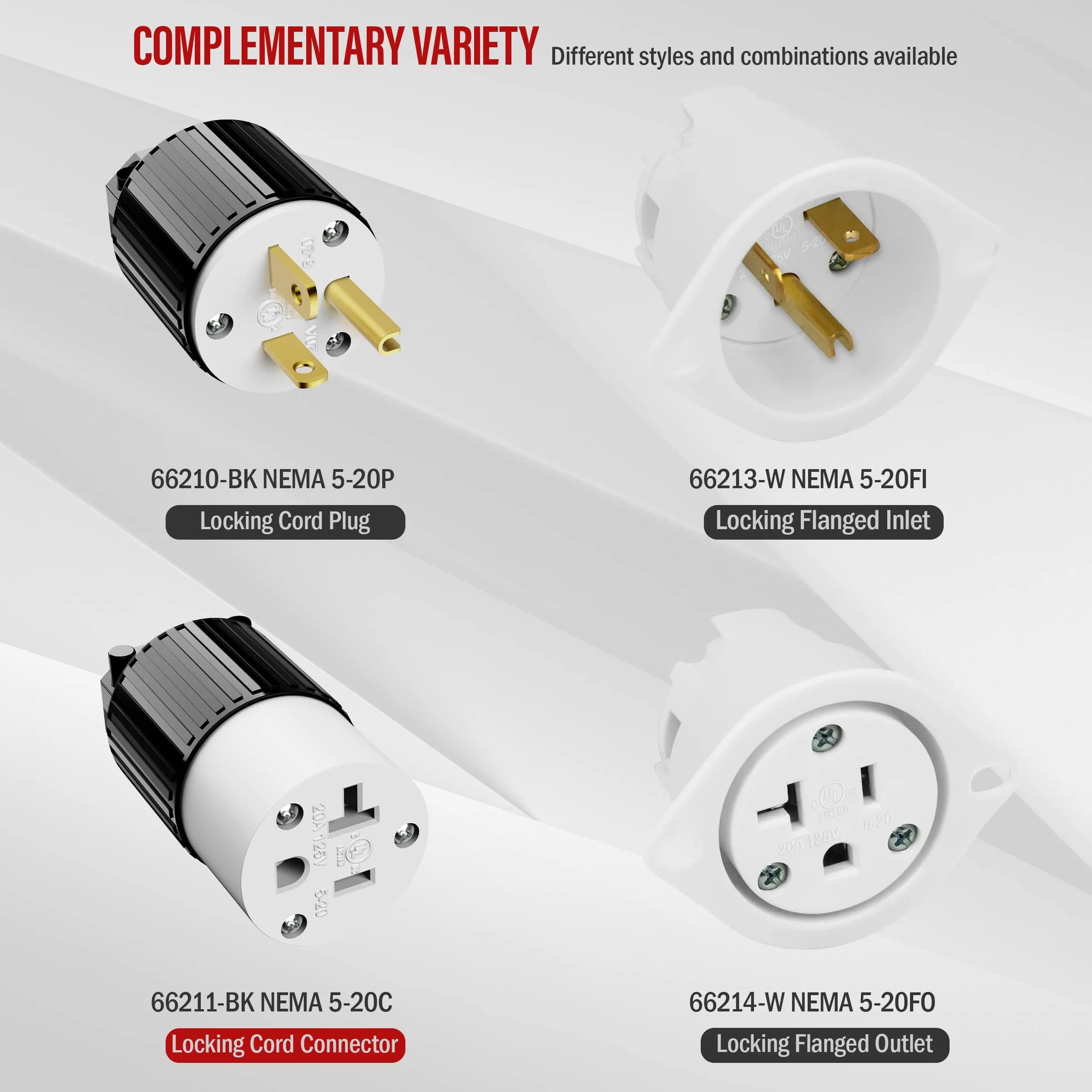 ENERLITES NEMA 5-20R Straight Blade Connector, Female Cord Ends, Black | 20A 125V Industrial Grade UL Listed - view 6