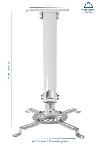 VIVO Universal Extending Ceiling Projector Mount, White, 23" (58.4 cm) Drop | Heavy-Duty Steel for Most Projectors thumbnail 4