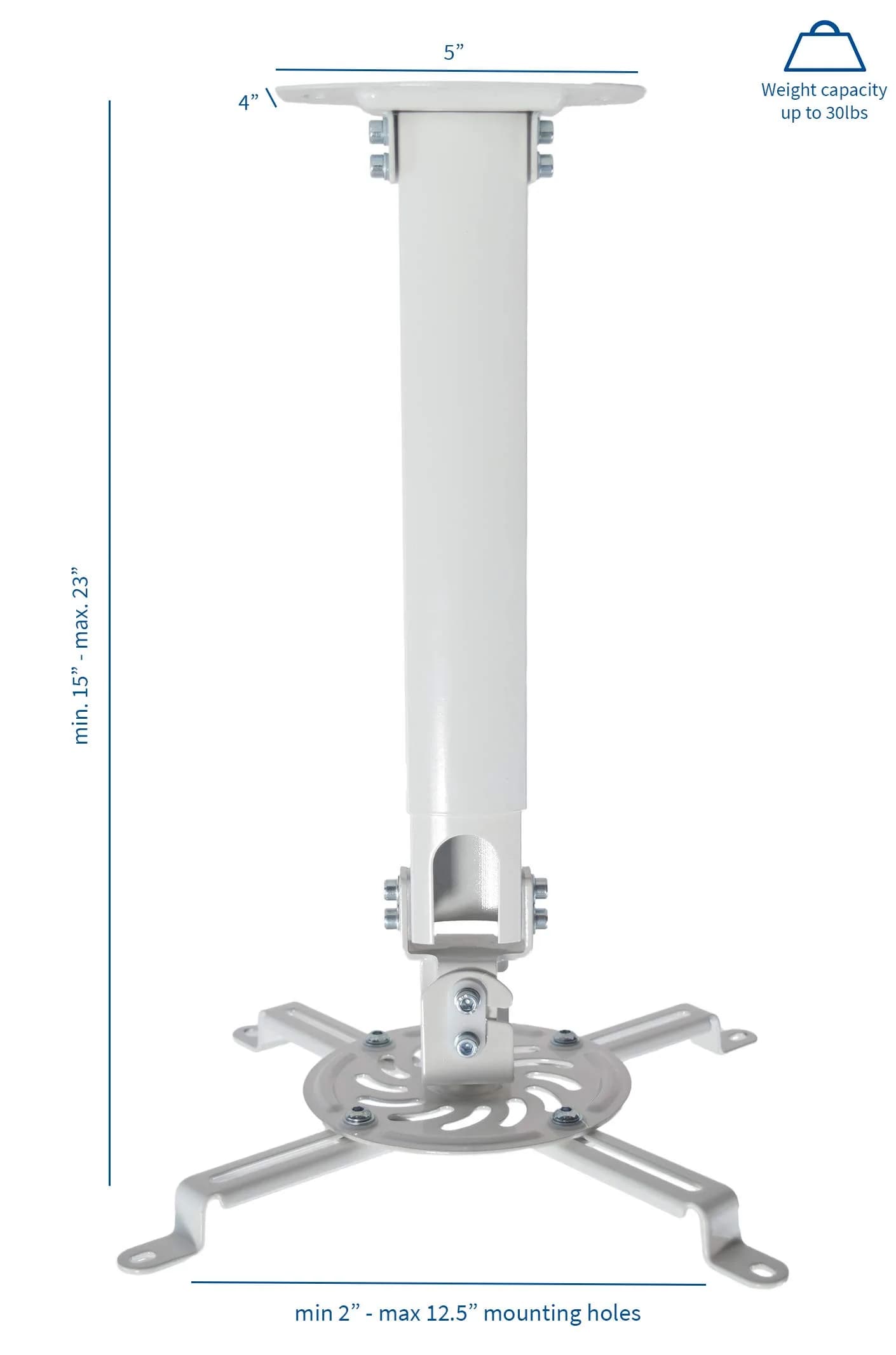 VIVO White Universal Extending Ceiling Projector Mount for Small to Large Projectors - view 4