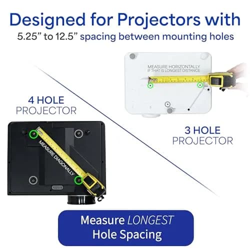 VIVO Universal Extending Ceiling Projector Mount, White, 23" (58.4 cm) Drop | Heavy-Duty Steel for Most Projectors thumbnail 2