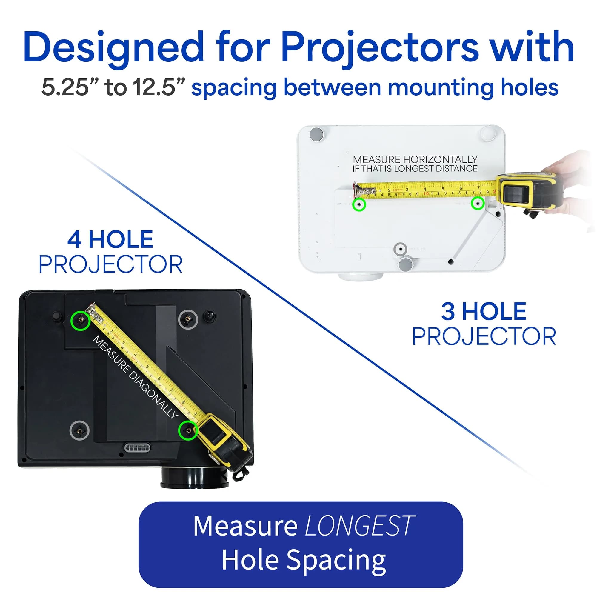 VIVO White Universal Extending Ceiling Projector Mount for Small to Large Projectors - view 2