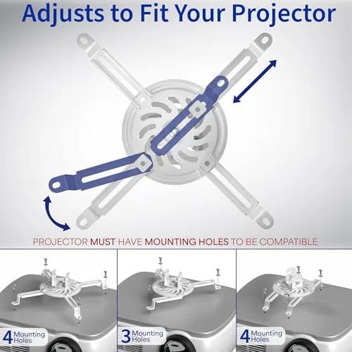 VIVO Universal Extending Ceiling Projector Mount, White, 23" (58.4 cm) Drop | Heavy-Duty Steel for Most Projectors thumbnail 3