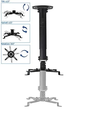 VIVO MOUNT-VP02B Black Extending Ceiling Projector Mount | 13.97 cm (5.5 in) to 31.75 cm (12.5 in) Mounting Range thumbnail 5