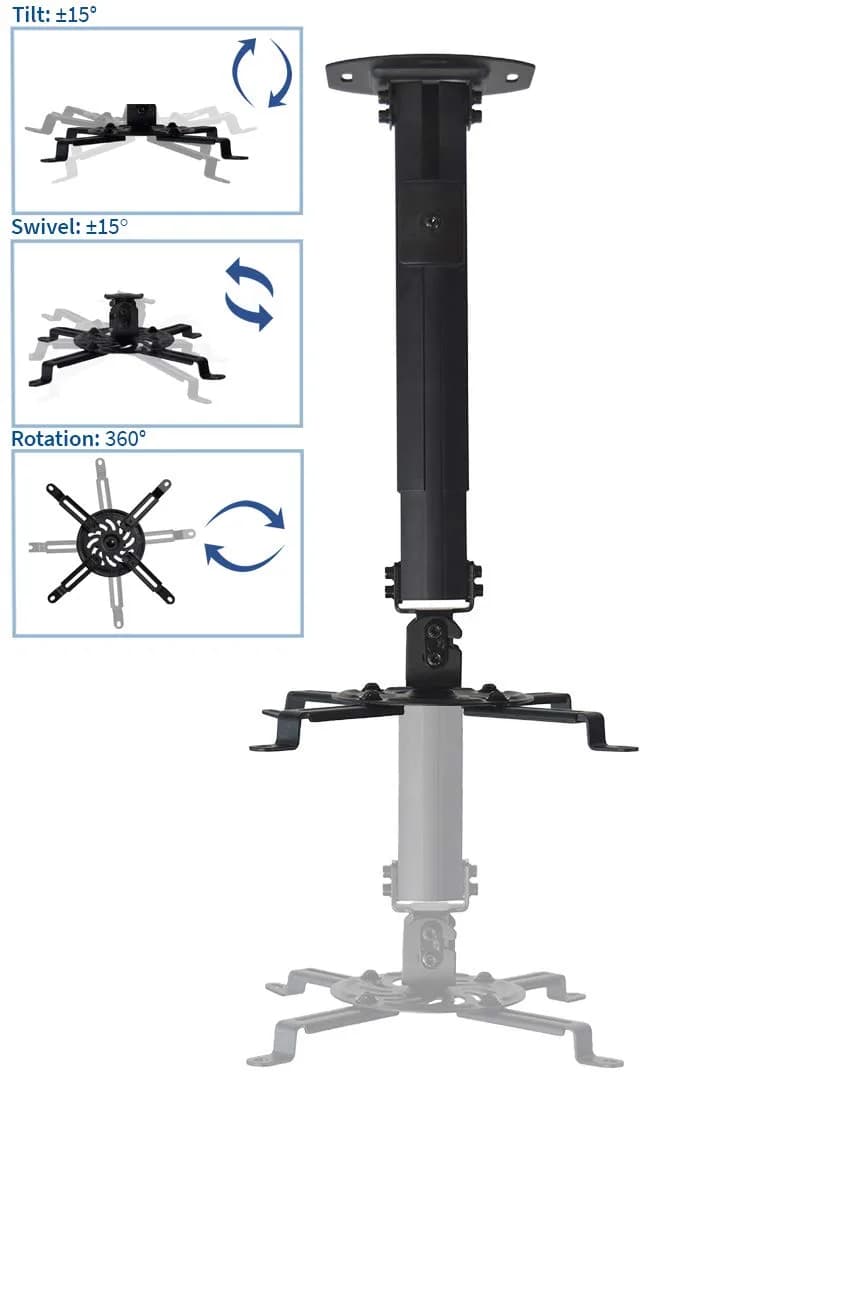 VIVO MOUNT-VP02B Black Extending Ceiling Projector Mount | 13.97 cm (5.5 in) to 31.75 cm (12.5 in) Mounting Range - view 5