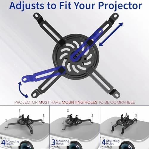 VIVO MOUNT-VP02B Black Extending Ceiling Projector Mount | 13.97 cm (5.5 in) to 31.75 cm (12.5 in) Mounting Range thumbnail 3