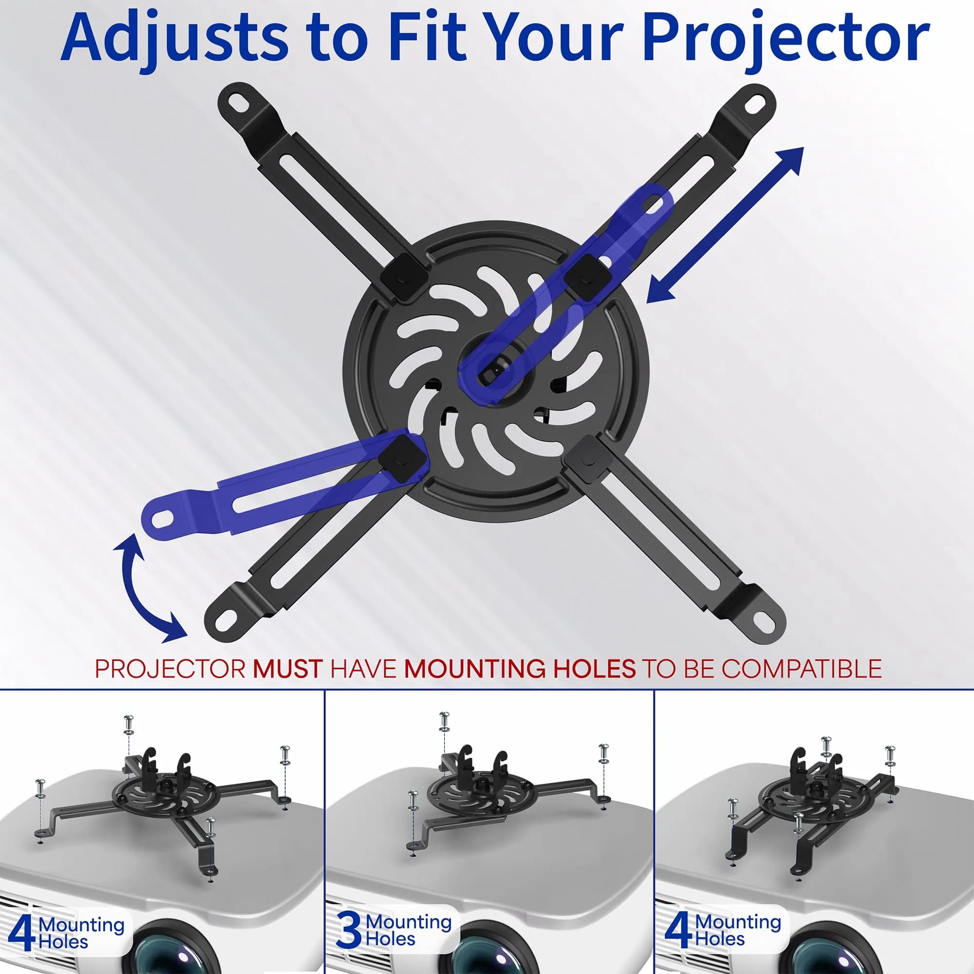 VIVO MOUNT-VP02B Black Extending Ceiling Projector Mount | 13.97 cm (5.5 in) to 31.75 cm (12.5 in) Mounting Range - view 3