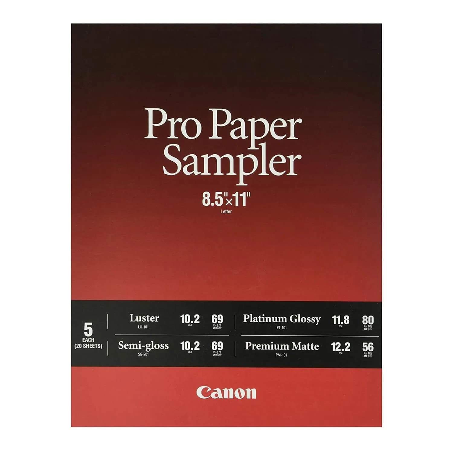Canon Pro Paper Samples Pack 8657B012 | Professional Photo Paper Sampler 8.5 x 11" — white